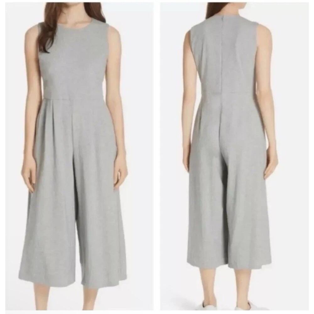 Eileen Fisher Light Gray Sleeveless Wide-Leg Jumpsuit